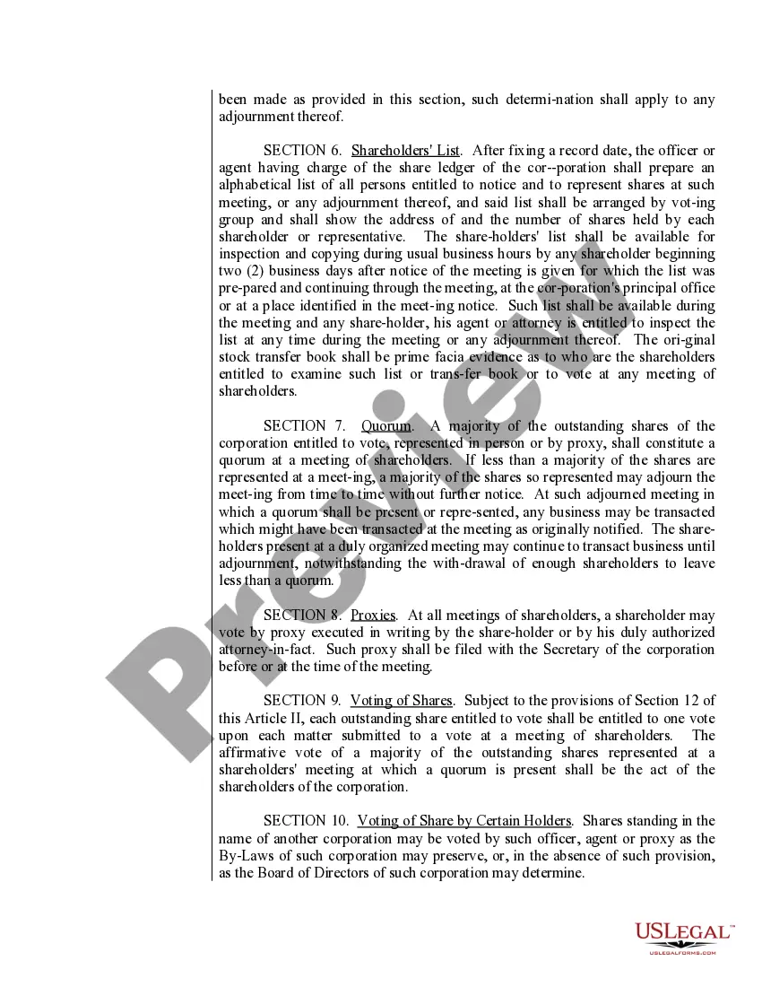 Preview Colorado Bylaws for Corporation