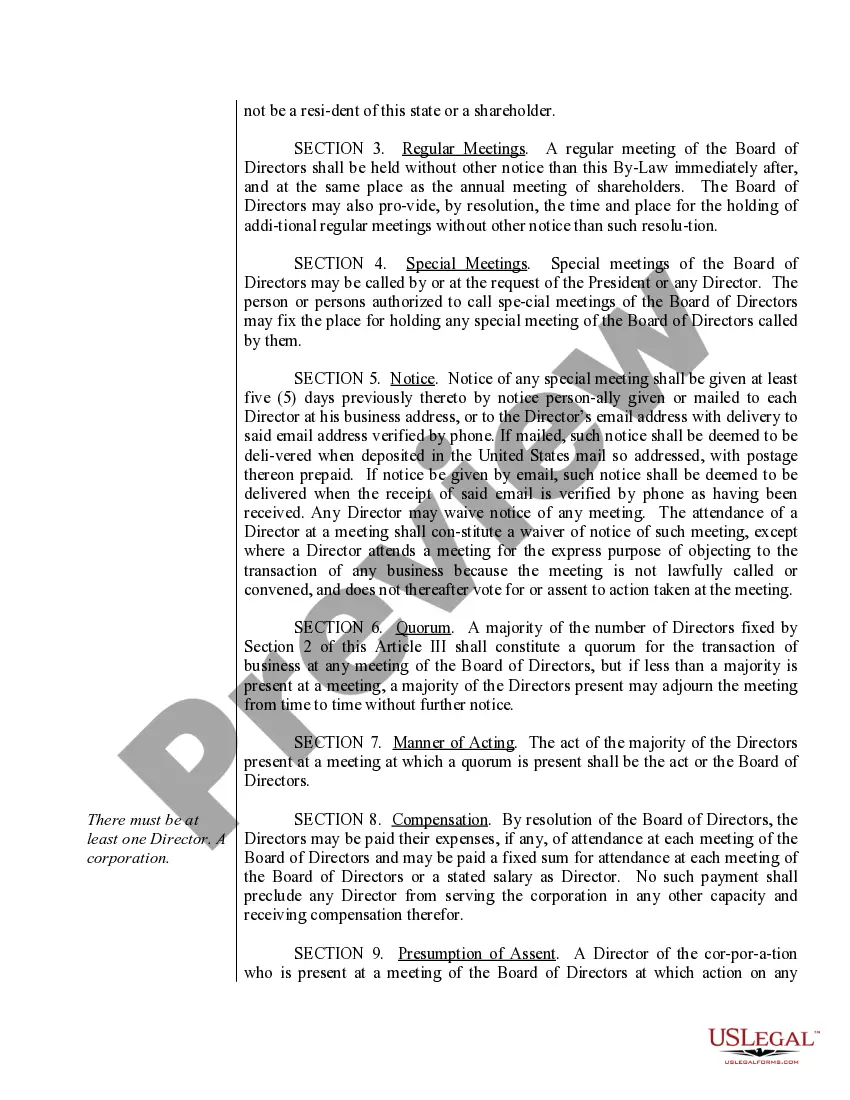 Preview Colorado Bylaws for Corporation