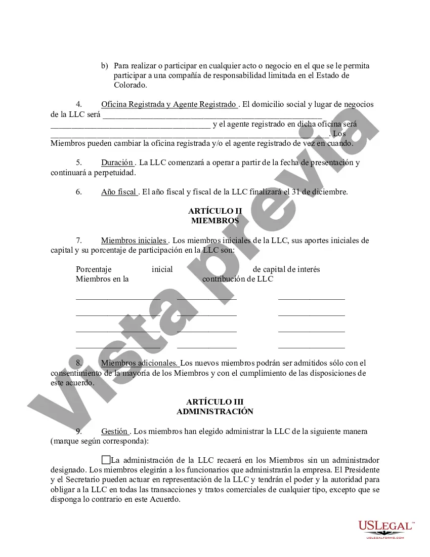 Preview Acuerdo Operativo de Sociedad de Responsabilidad Limitada LLC