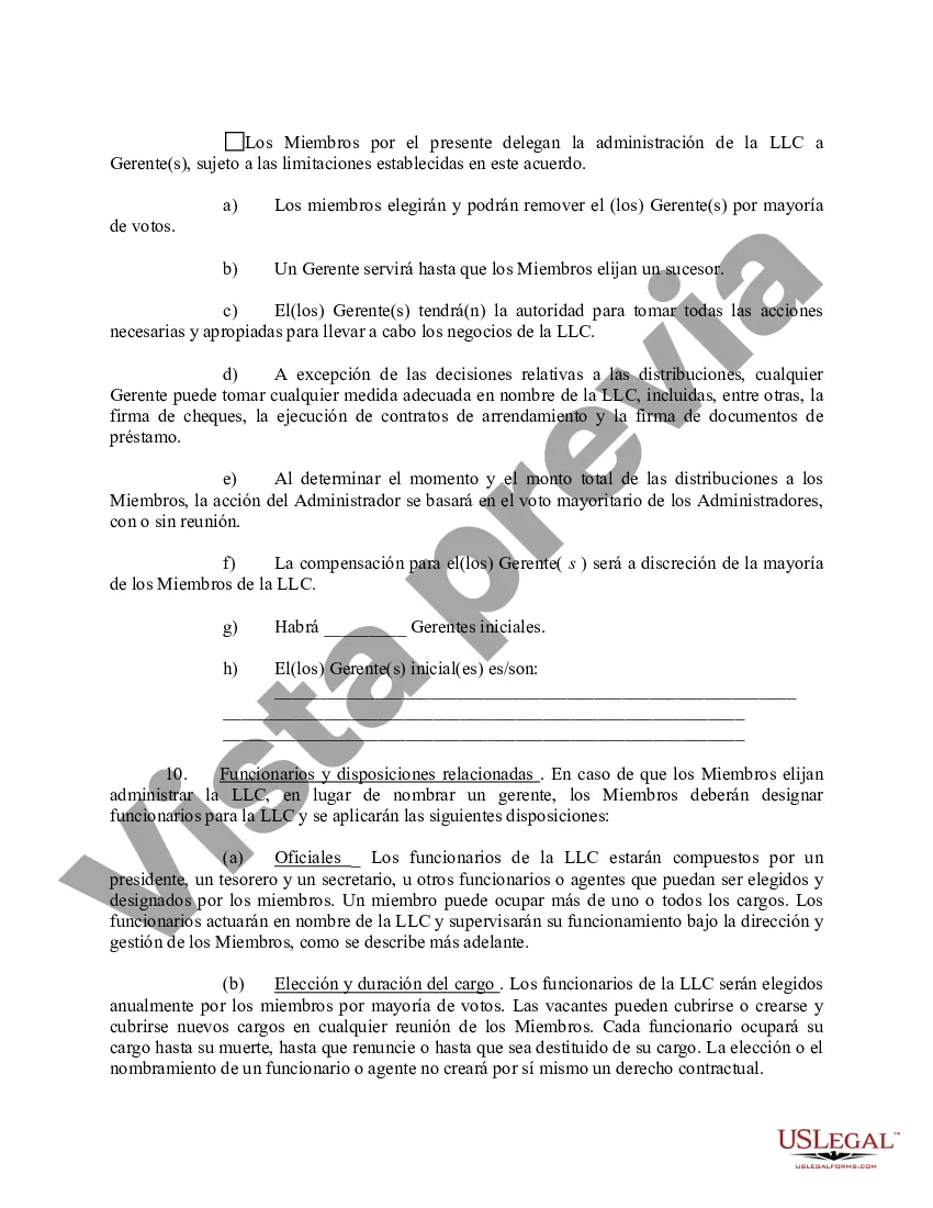 Preview Acuerdo Operativo de Sociedad de Responsabilidad Limitada LLC