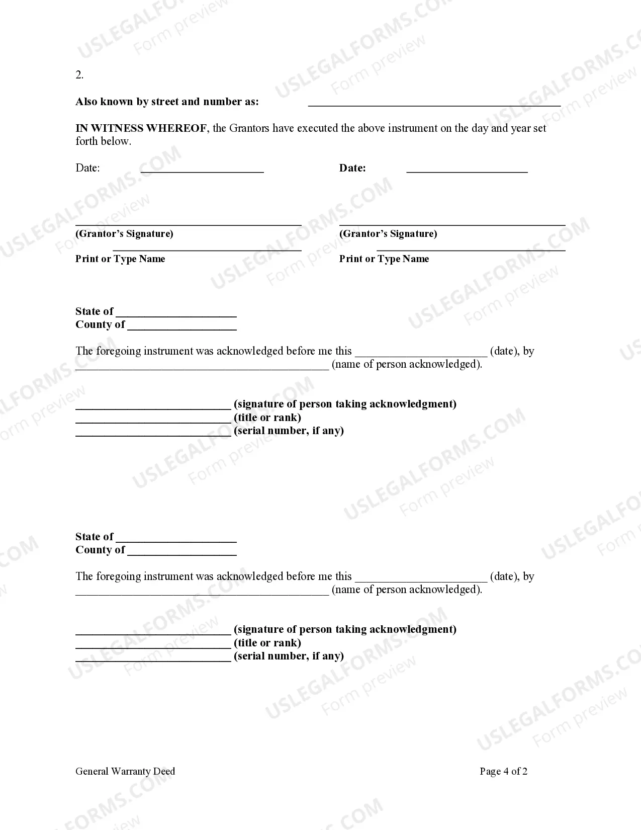 Preview General Warranty Deed from Husband and Wife to Husband and Wife and an Individual