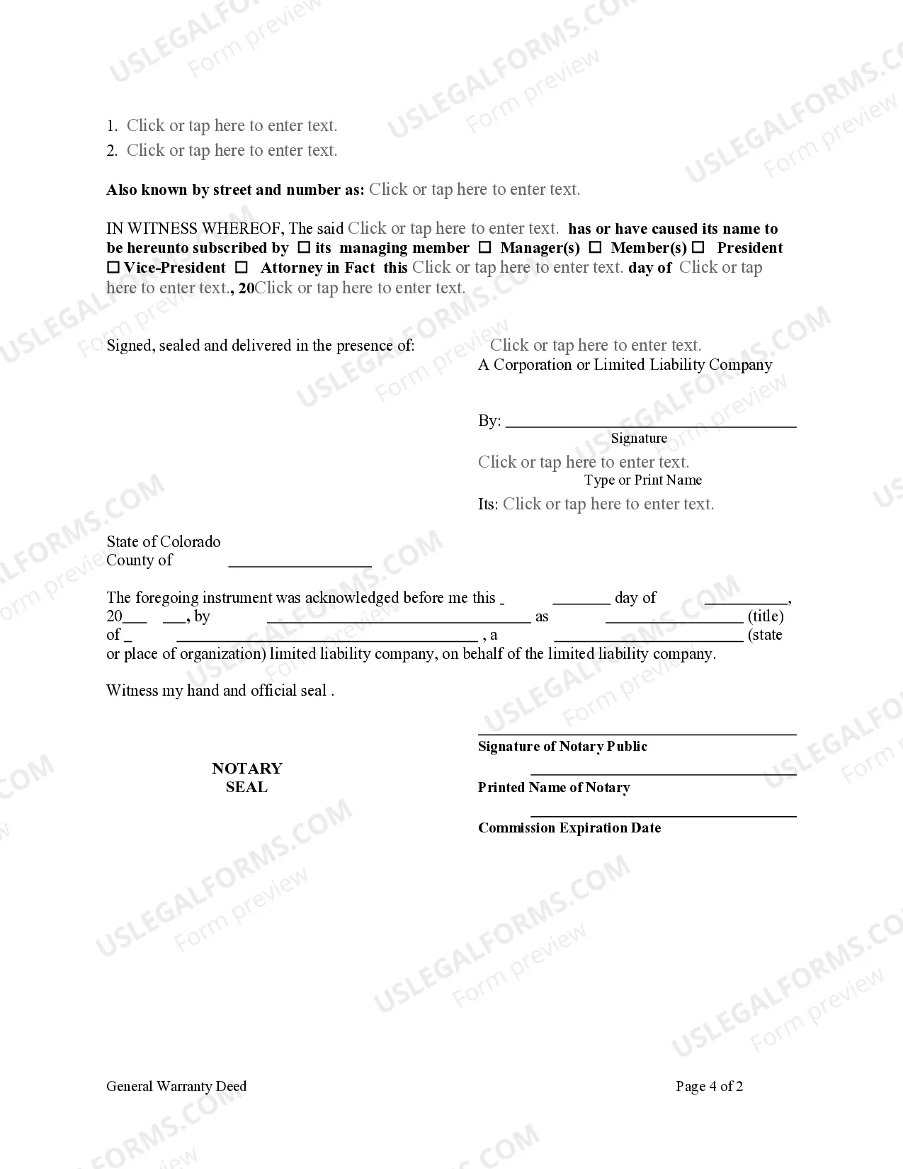 Preview Warranty Deed from LLC to Two LLC