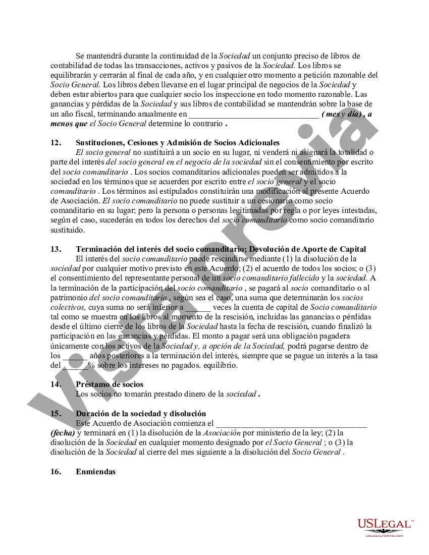 Preview Acuerdo de sociedad limitada entre sociedad de responsabilidad limitada y socio comanditario