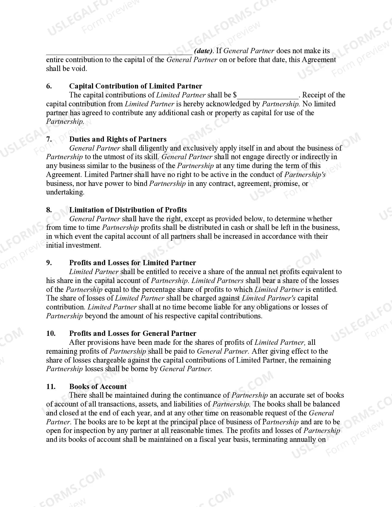 Preview Limited Partnership Agreement Between Limited Liability Company and Limited Partner