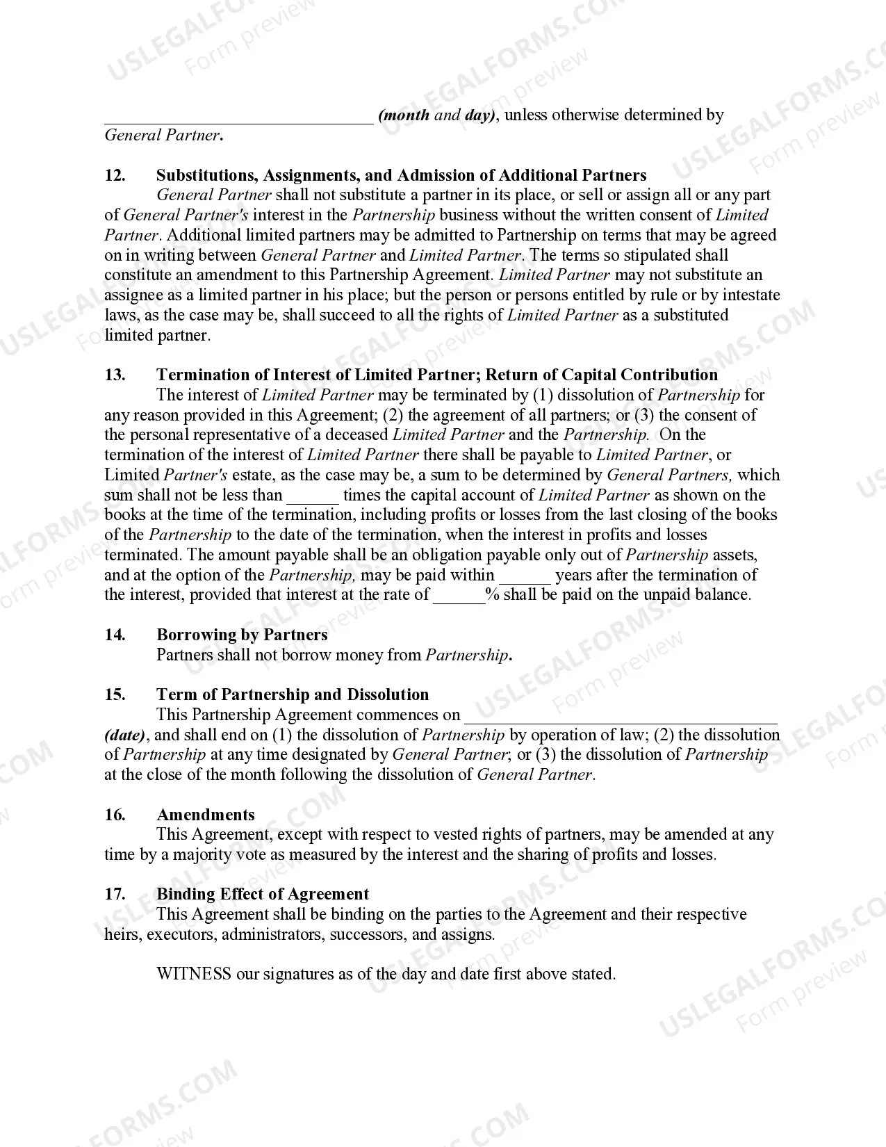 Preview Limited Partnership Agreement Between Limited Liability Company and Limited Partner