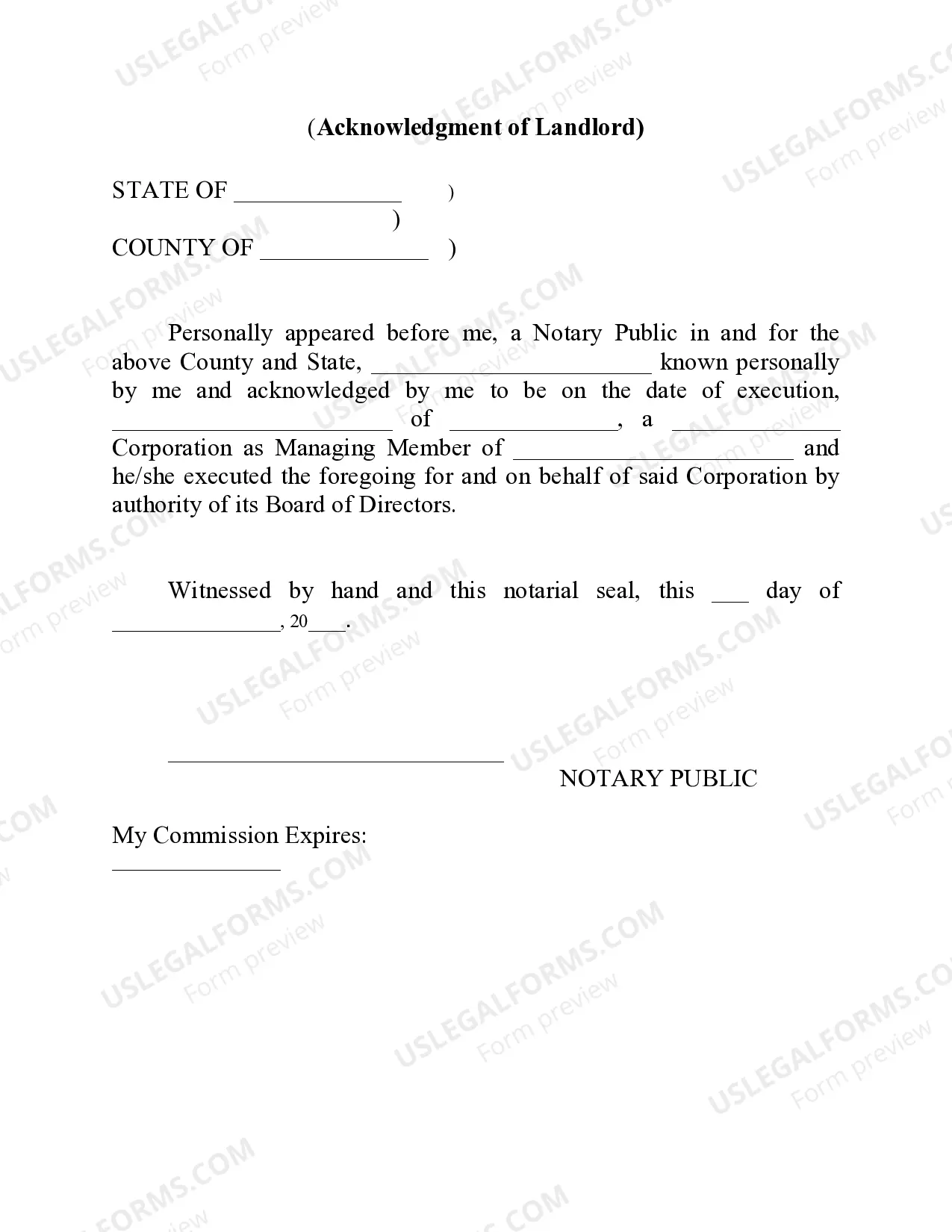 Preview Memorandum of Lease - Shopping Center