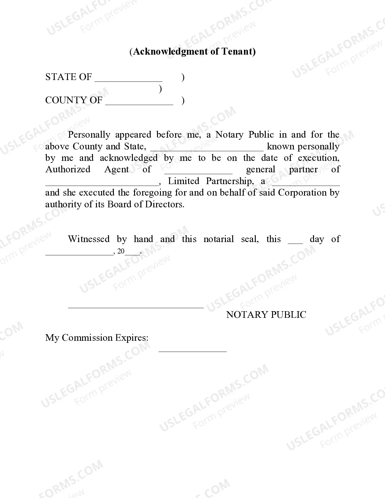 Preview Memorandum of Lease - Shopping Center