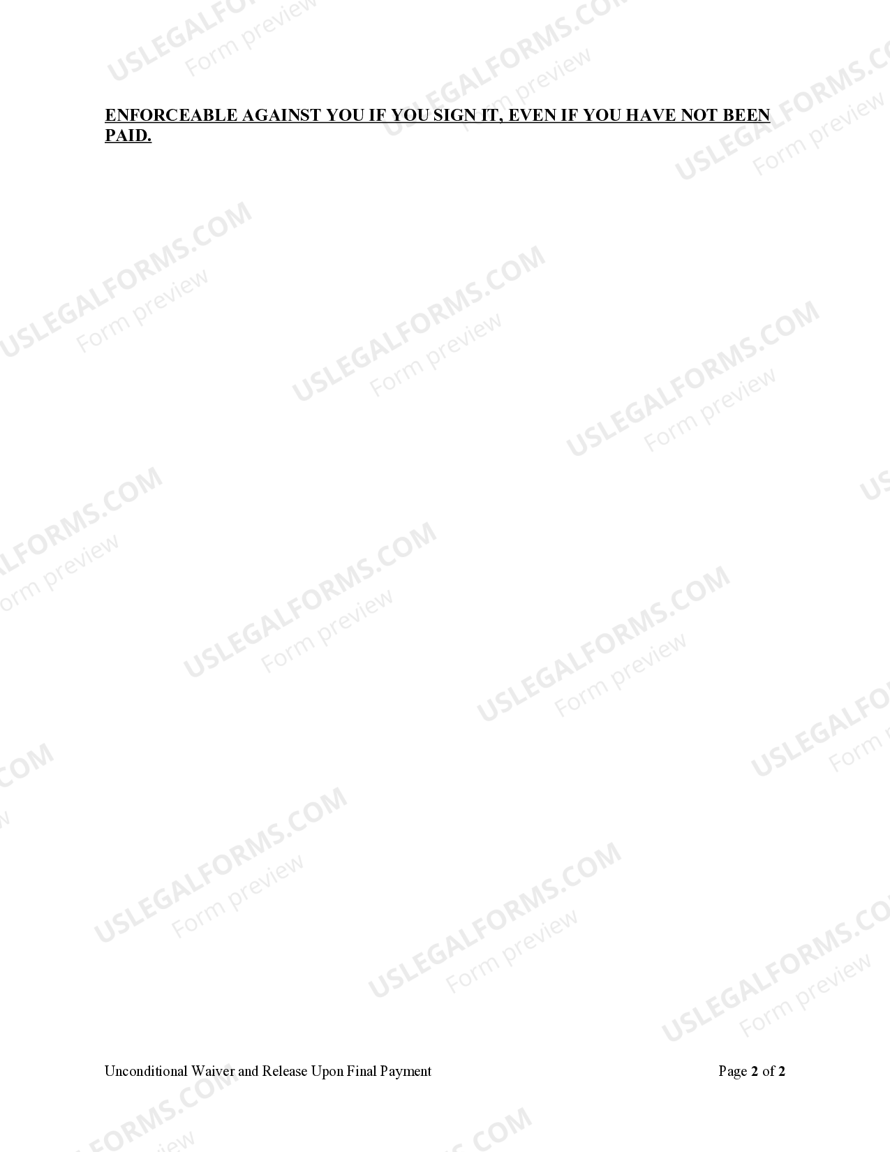 Colorado Unconditional Waiver and Release Upon Final Payment - Lien ...