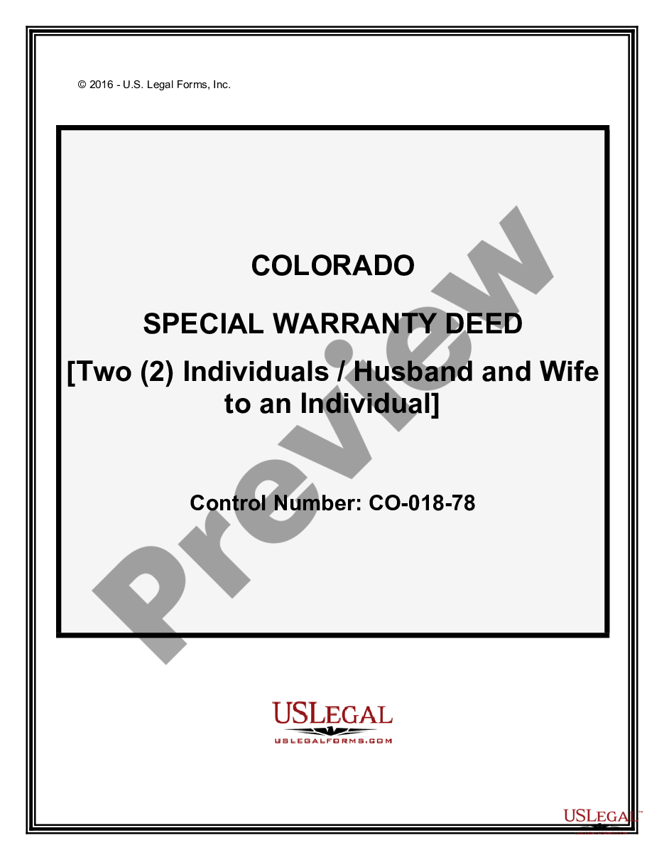 page 0 Special Warranty Deed from Two Individuals / Husband and Wife to an Individual preview