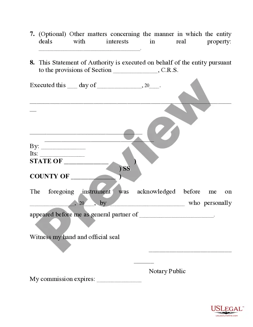 Preview Statement of Authority