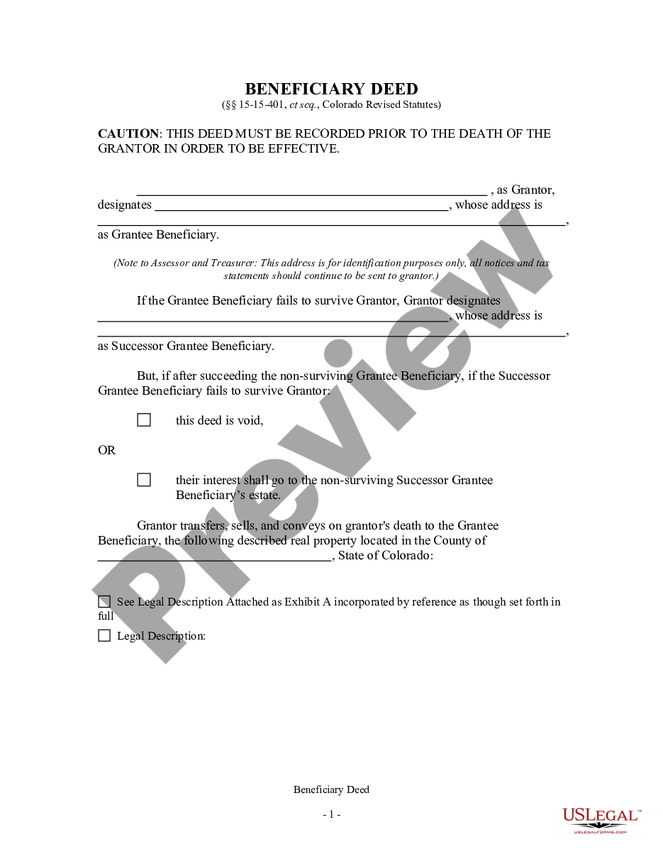 page 0 Transfer on Death Deed or TOD - Beneficiary Deed for Individual to Individual preview