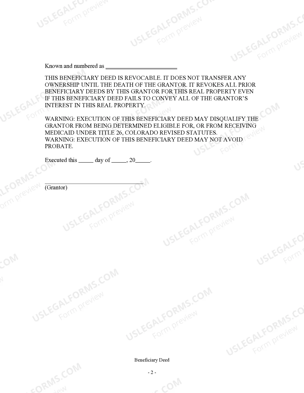 Preview Transfer on Death Deed or TOD - Beneficiary Deed for Individual to Individual