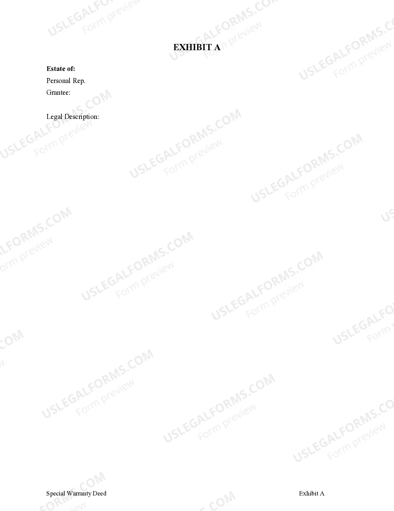 Preview Special Warranty Deed - Personal Representative to Individual
