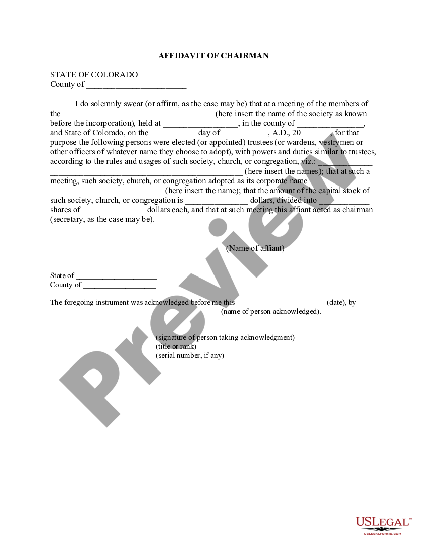form 7-51-102 - Affidavit of Chairman of Church as to Appointment of Trustees preview