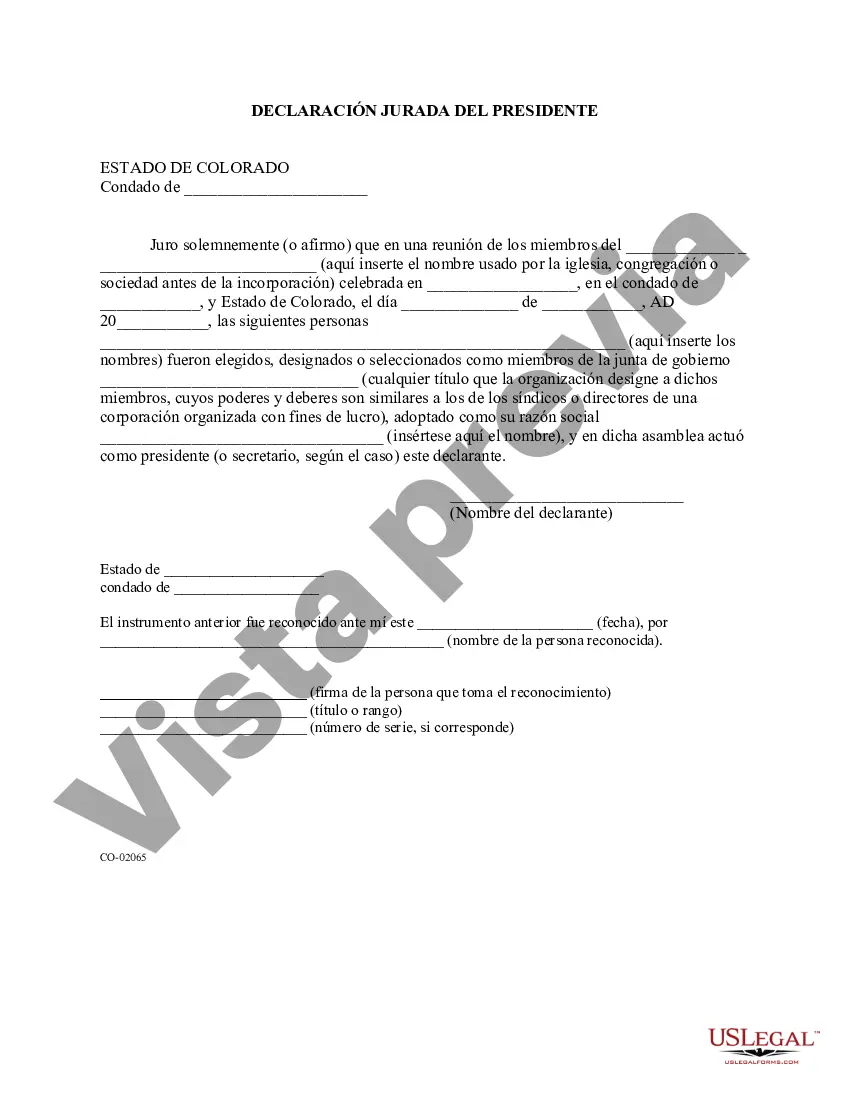Preview 7-50-102 - Declaración jurada del presidente de la Iglesia sobre el nombramiento de la junta