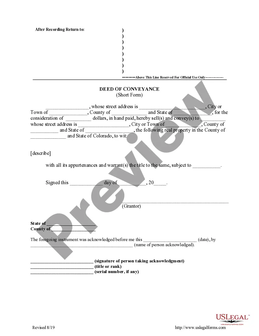 Get Deed - Short Form Preview Deed - Short Form