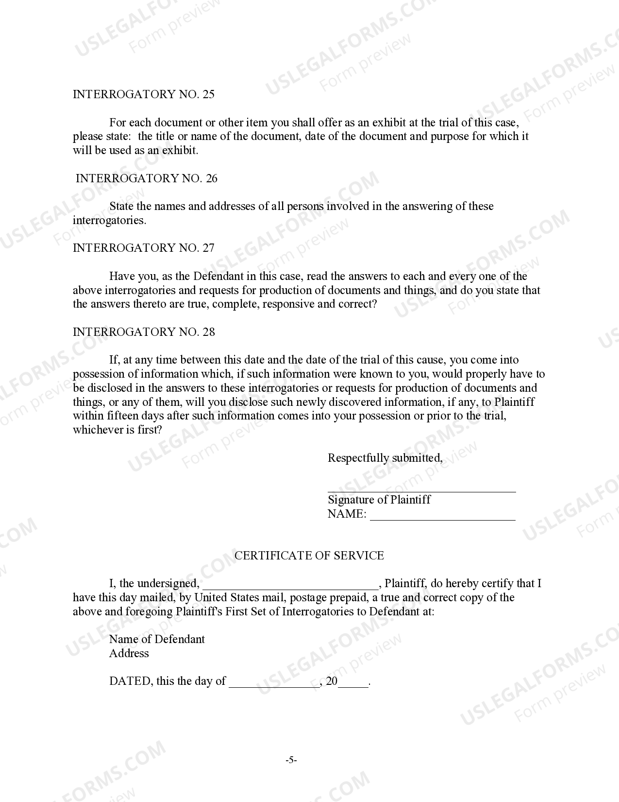 Colorado Discovery Interrogatories from Plaintiff to