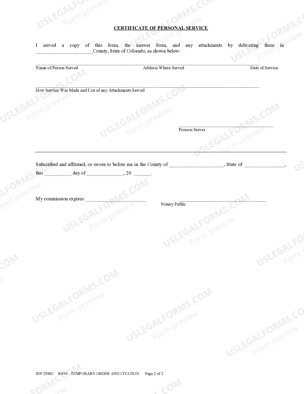 Preview Temporary Order and Citation - Enforcement of Restrictive Covenant on Residential Property