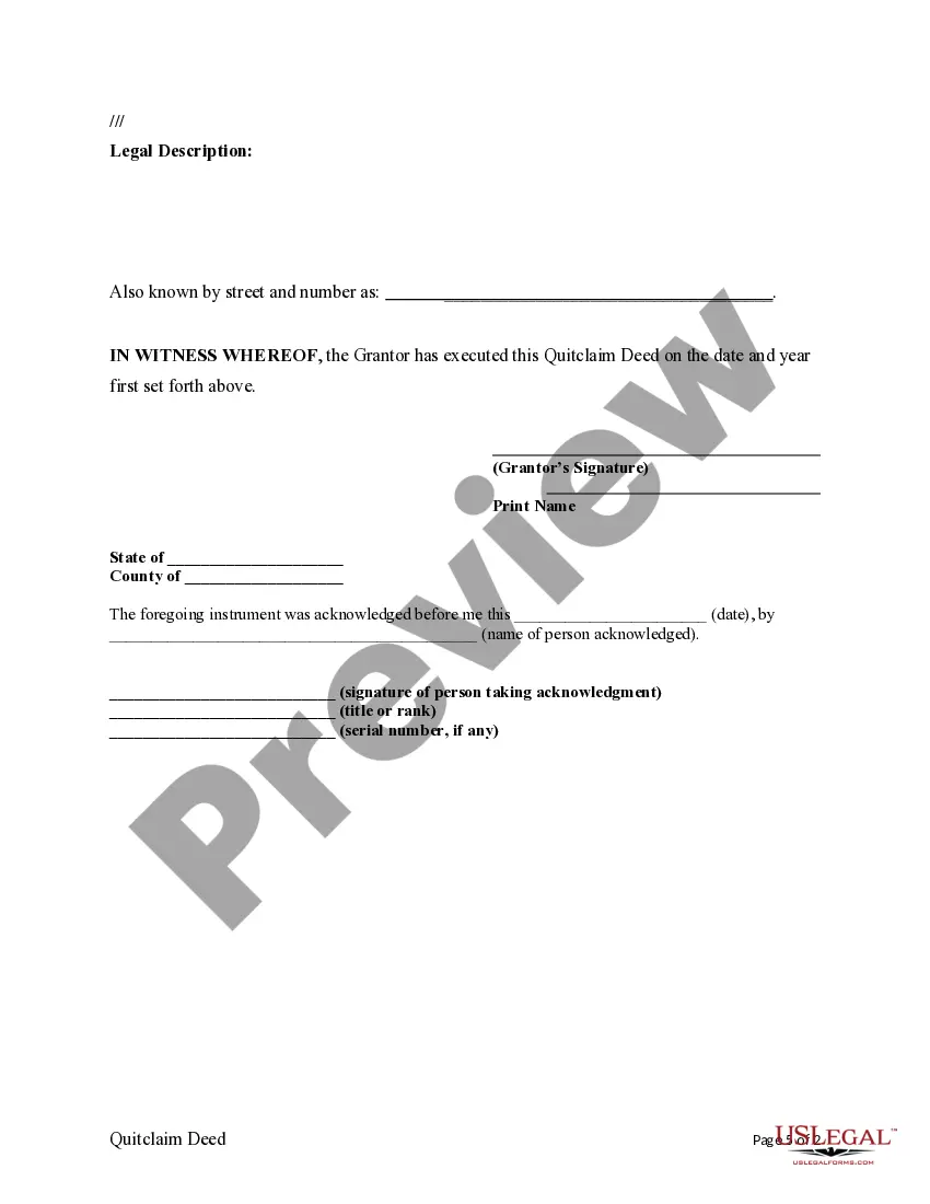 Preview Quitclaim Deed from an Individual to Three Individuals