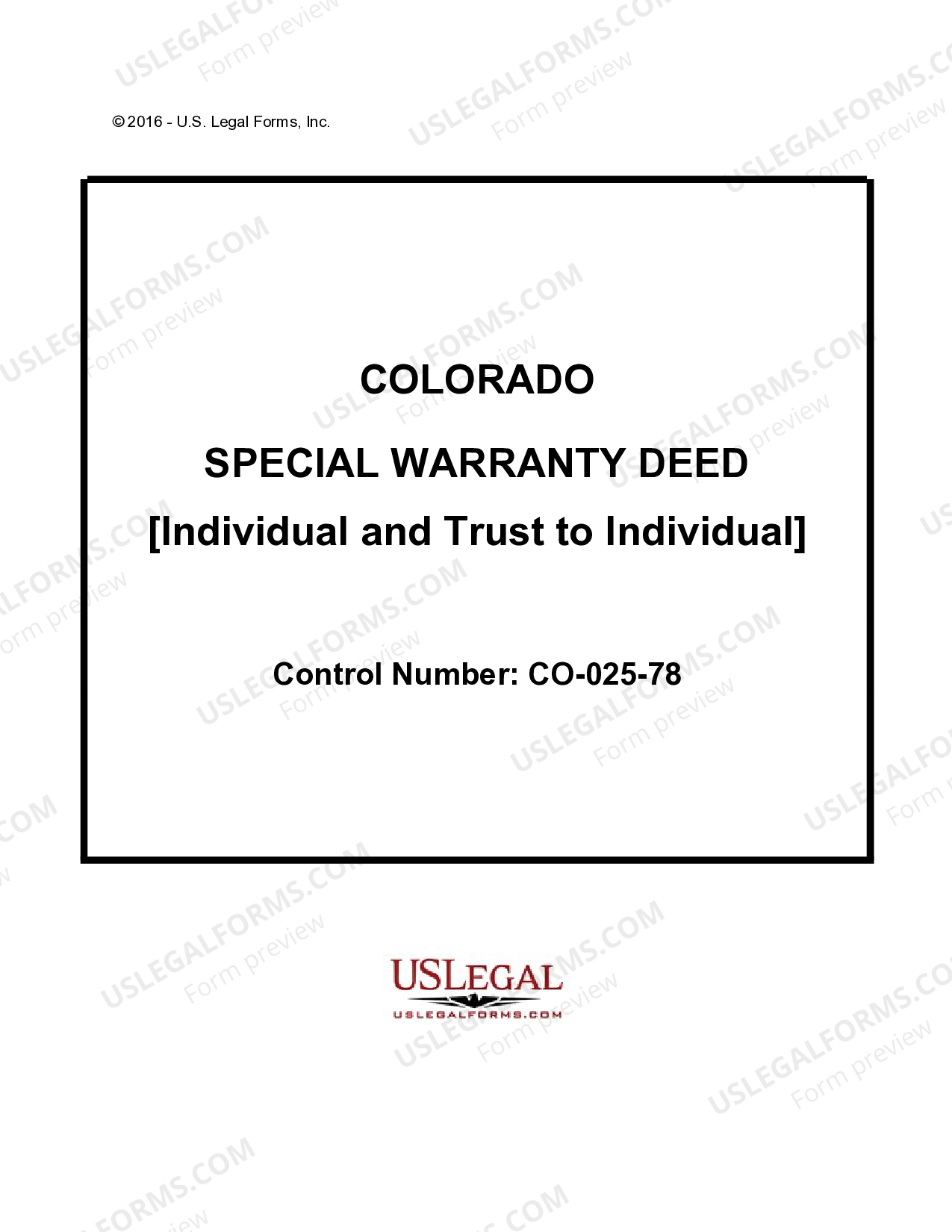 Colorado Special Warranty Deed from individual and trust to individual