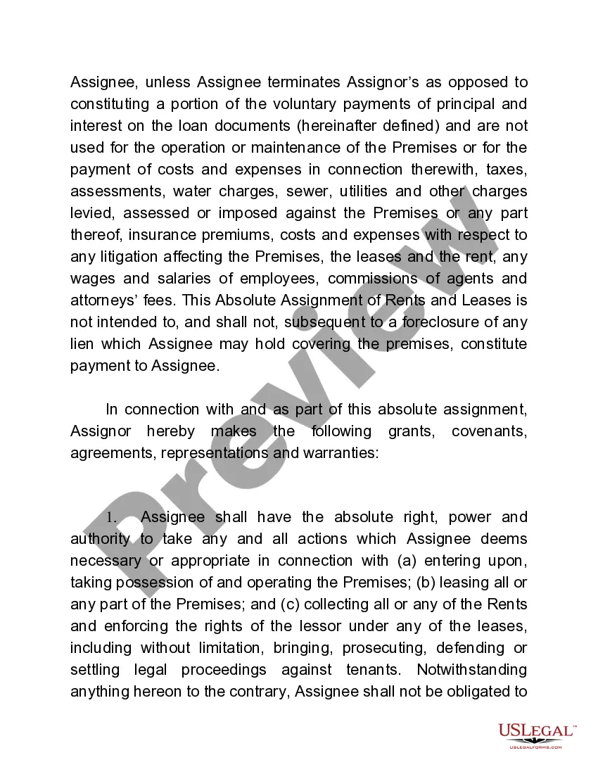 Preview Absolute Assignment of Rents and Leases