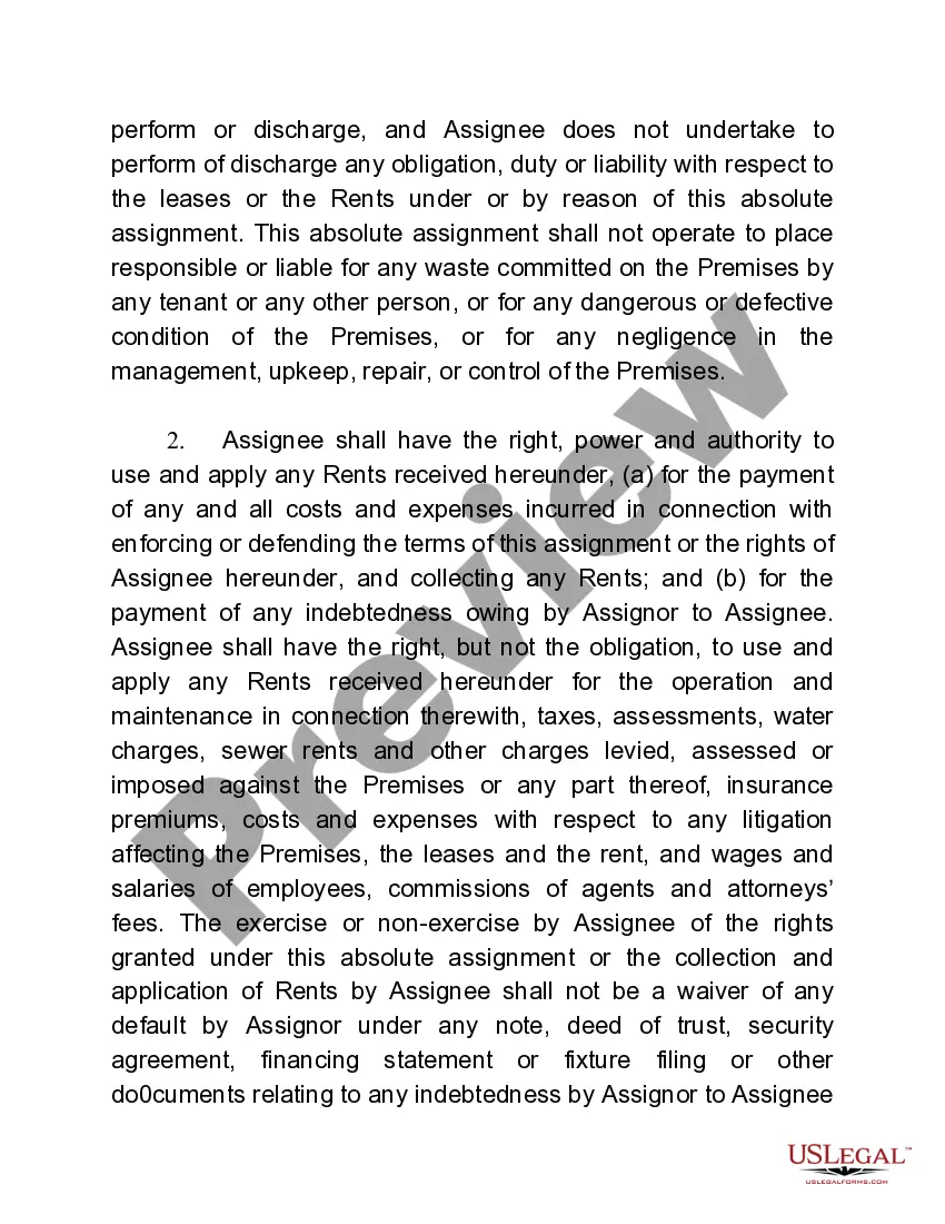 Preview Absolute Assignment of Rents and Leases