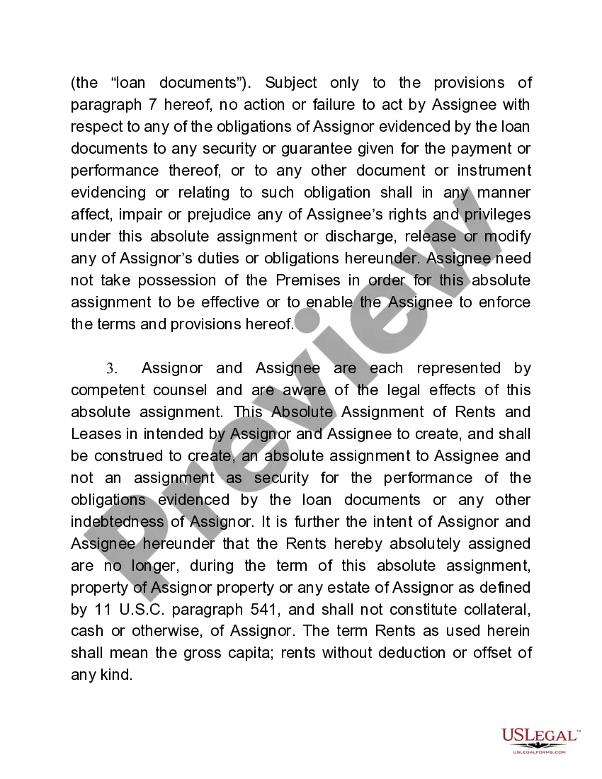 Preview Absolute Assignment of Rents and Leases