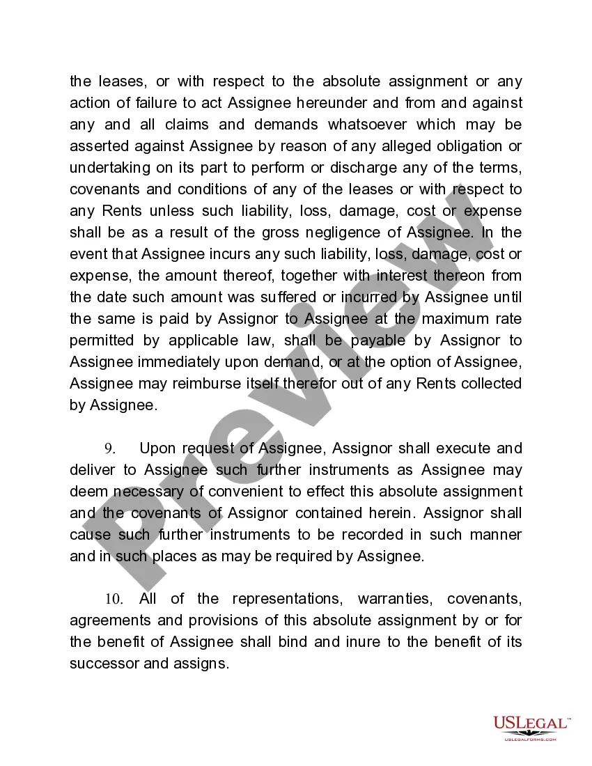 Preview Absolute Assignment of Rents and Leases