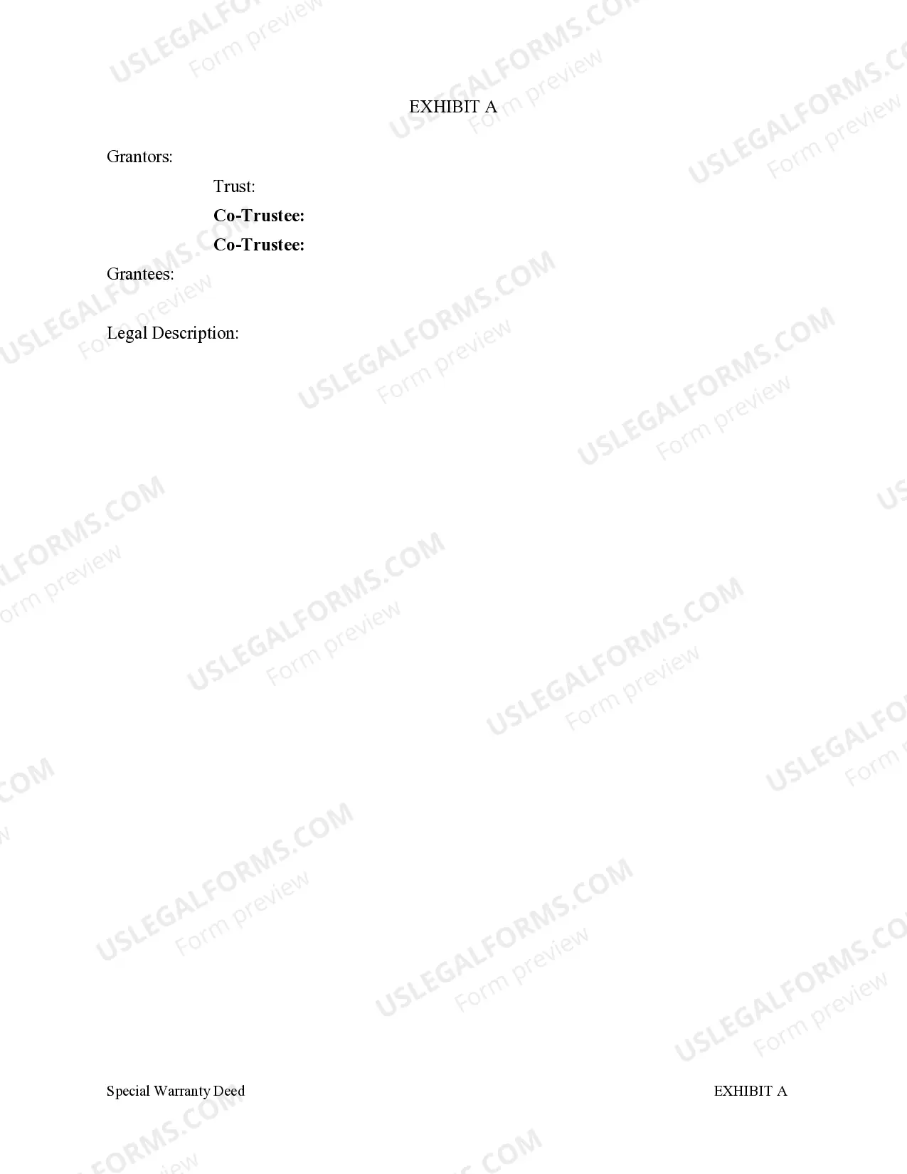 Preview Special Warranty Deed from a Trust (Two Co-Trustees) to Husband and Wife / Two Individuals