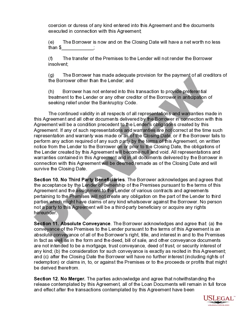 Get Deed in Lieu of Foreclosure Agreement Preview Deed in Lieu of Foreclosure Agreement