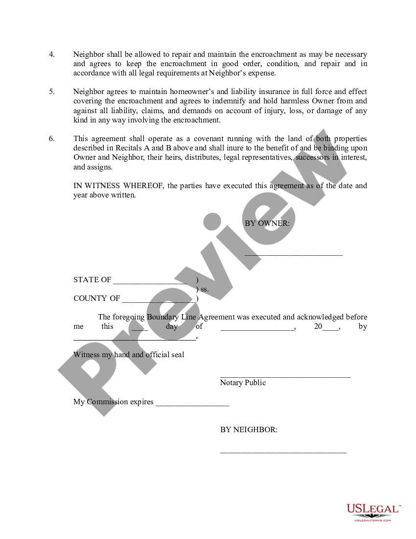 Colorado Boundary Line Agreement - Boundary Line Agreement | US Legal Forms