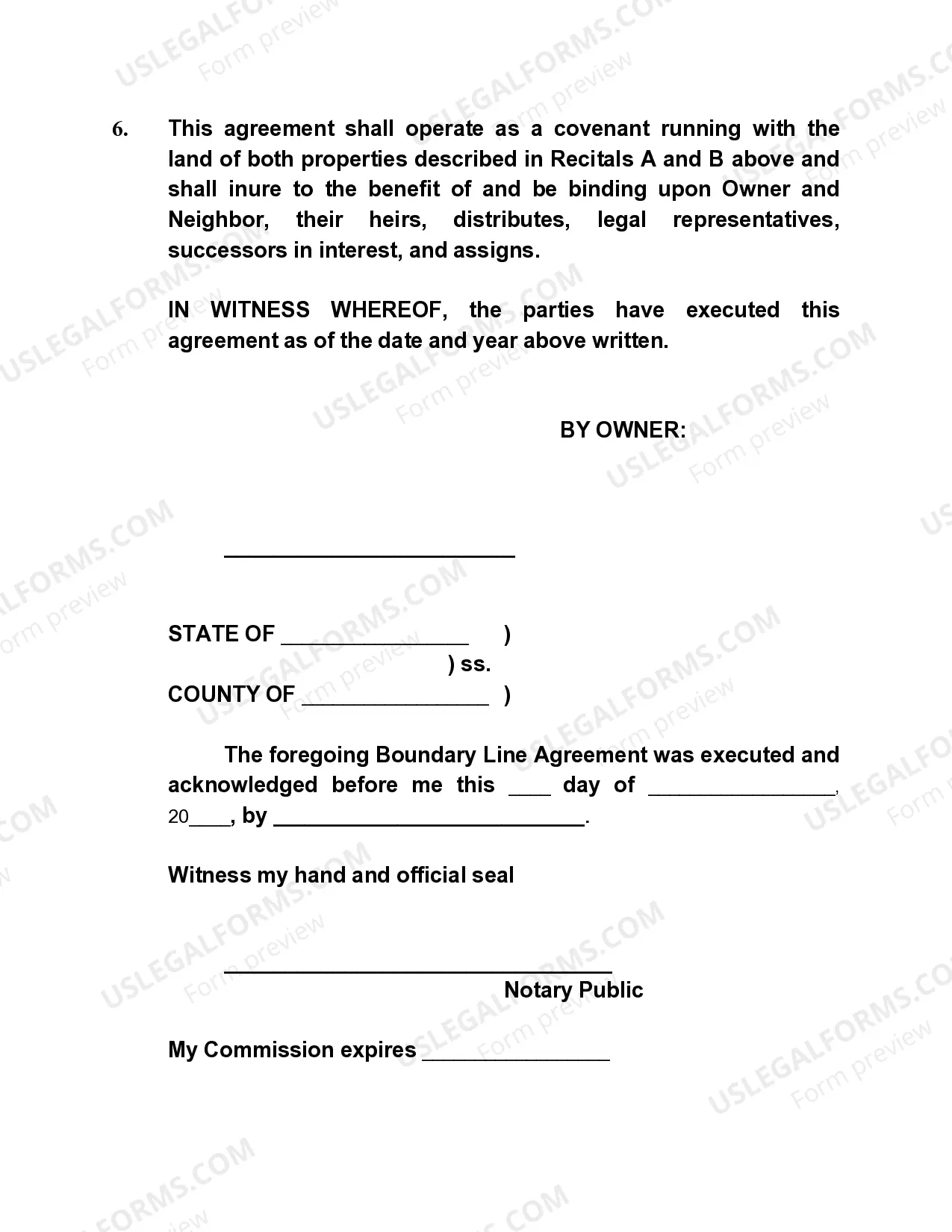 Preview Boundary Line Agreement