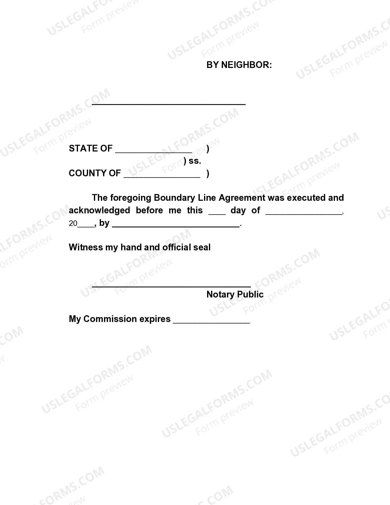 Preview Boundary Line Agreement
