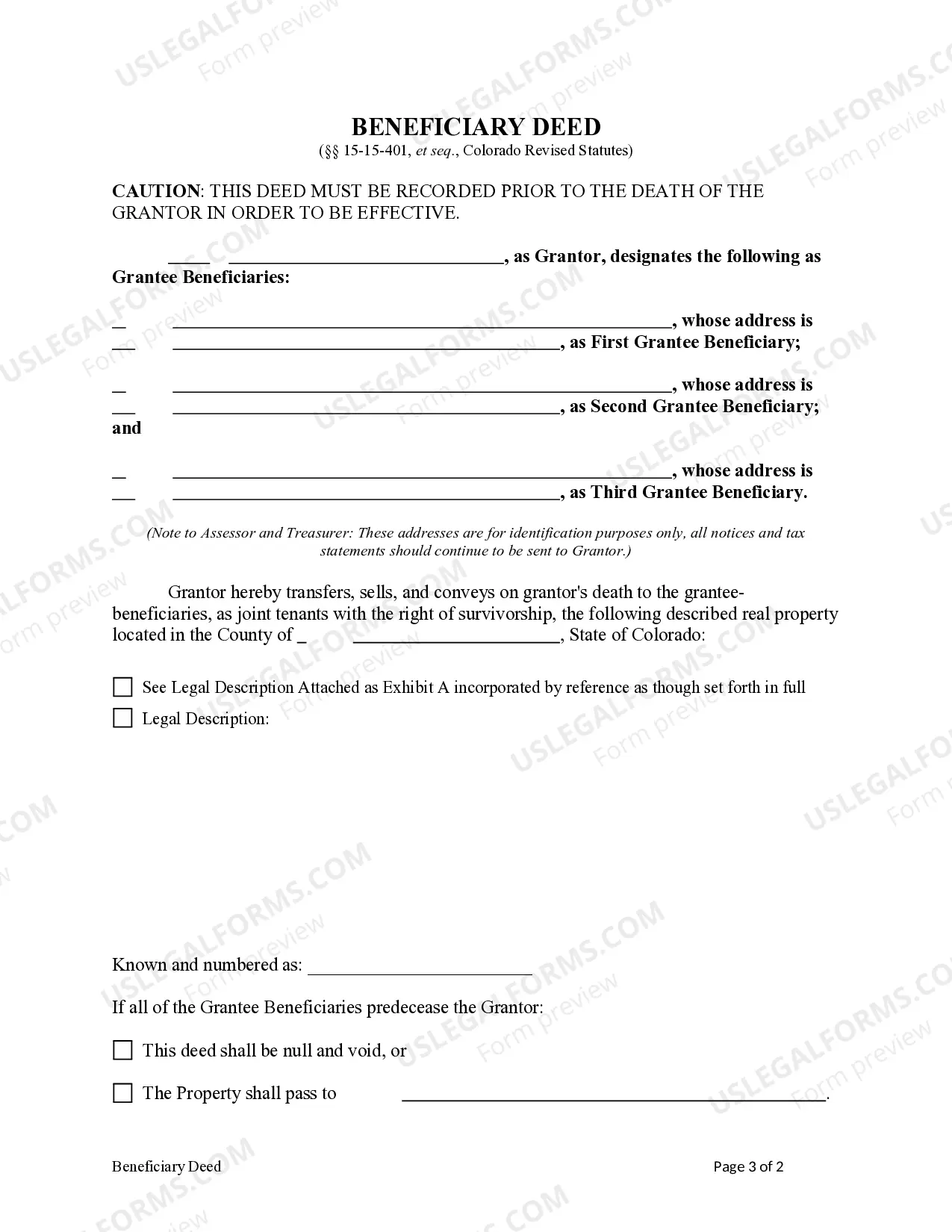 Preview Beneficiary Deed - Individual to Three Individuals