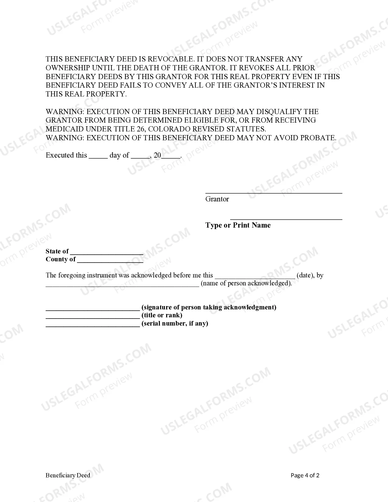 Preview Beneficiary Deed - Individual to Three Individuals