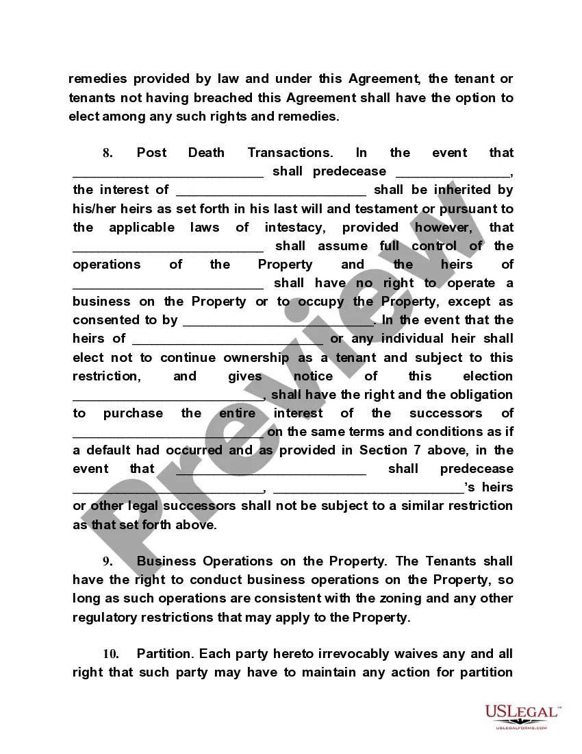 Get Tenancy in Common Agreement Preview Tenancy in Common Agreement