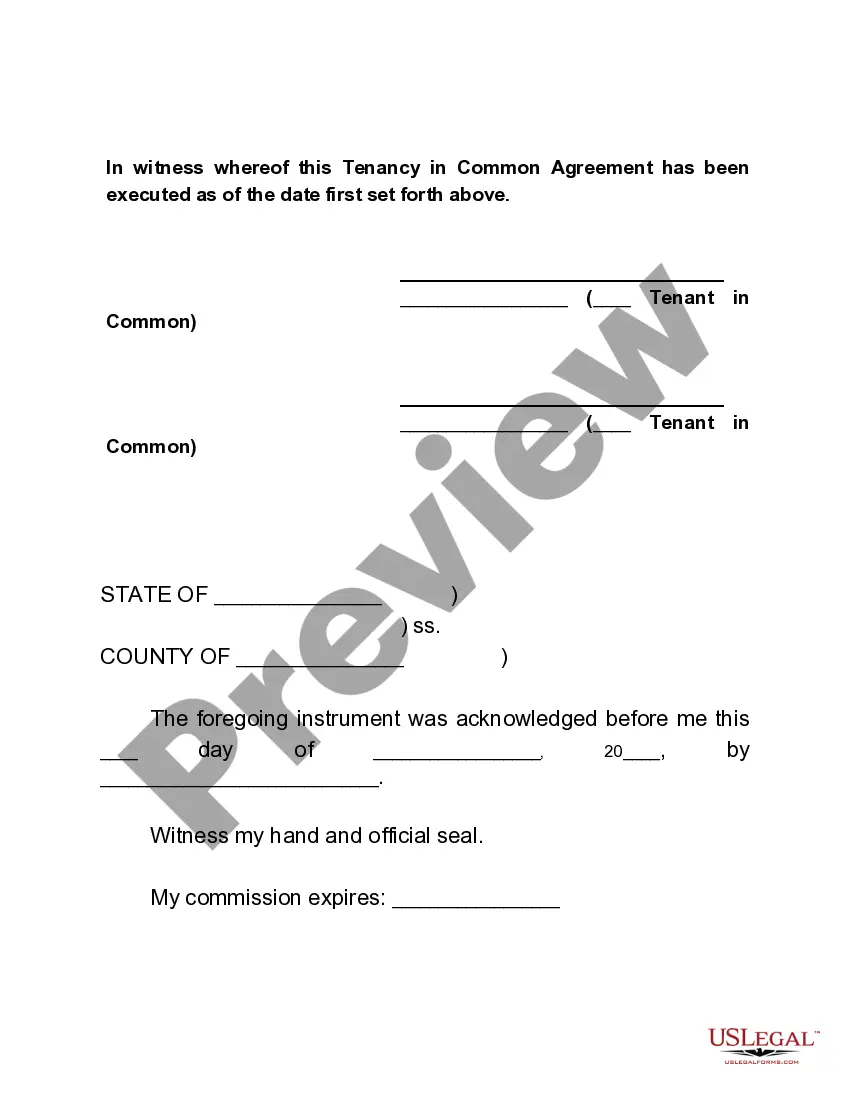 Get Tenancy in Common Agreement Preview Tenancy in Common Agreement