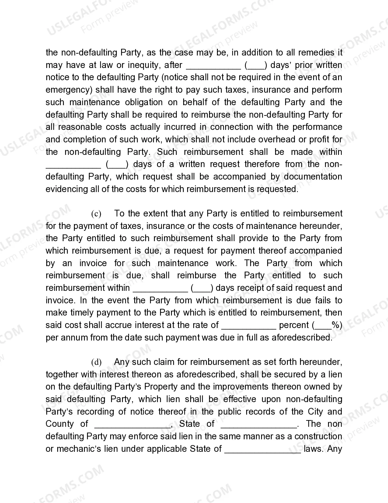 Preview Reciprocal Easement Agreement