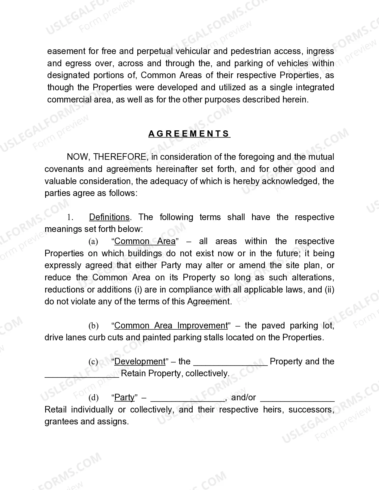 Preview Reciprocal Easement Agreement