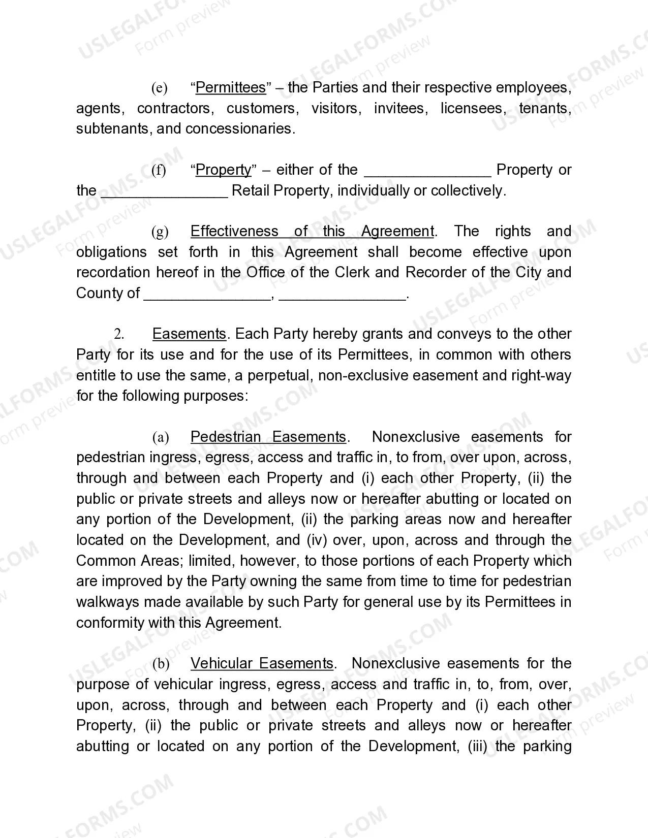 Preview Reciprocal Easement Agreement