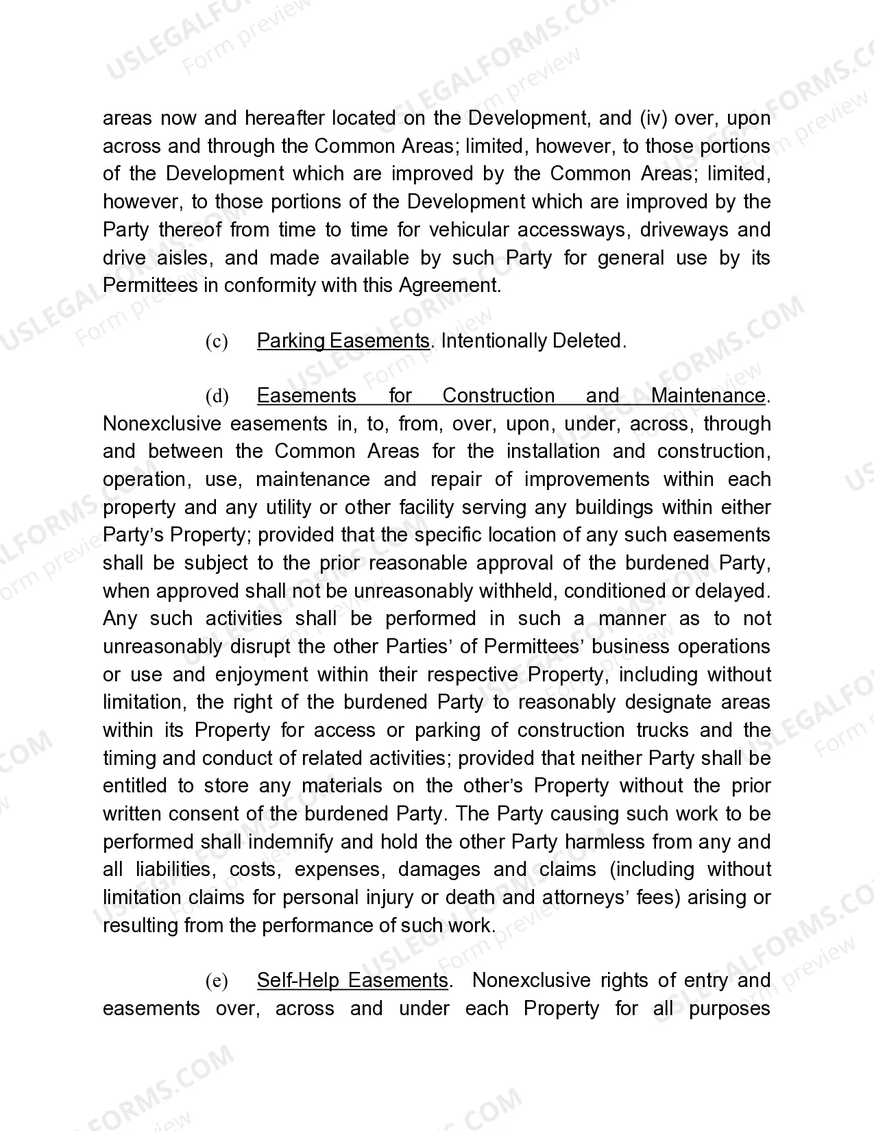 Preview Reciprocal Easement Agreement