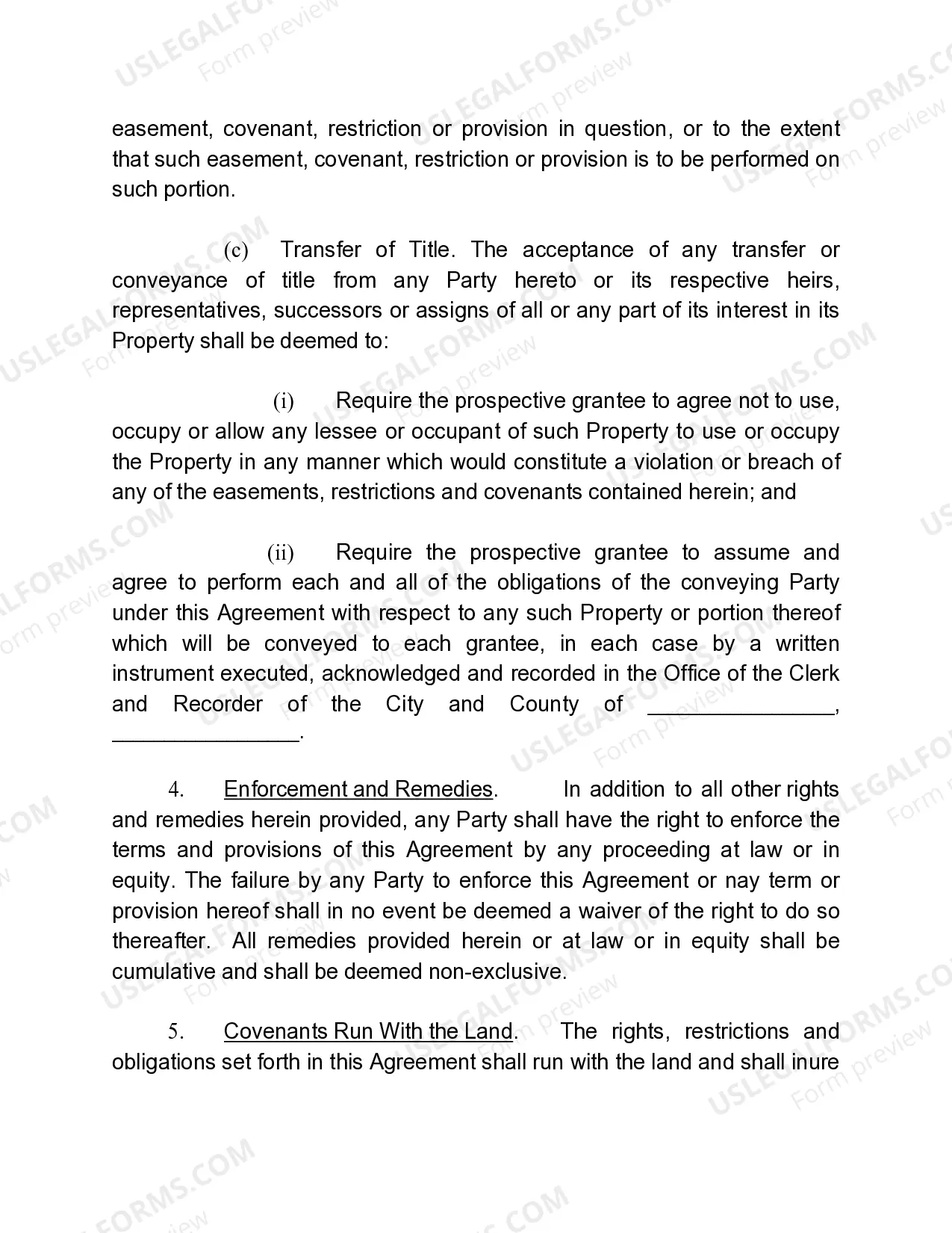 Preview Reciprocal Easement Agreement