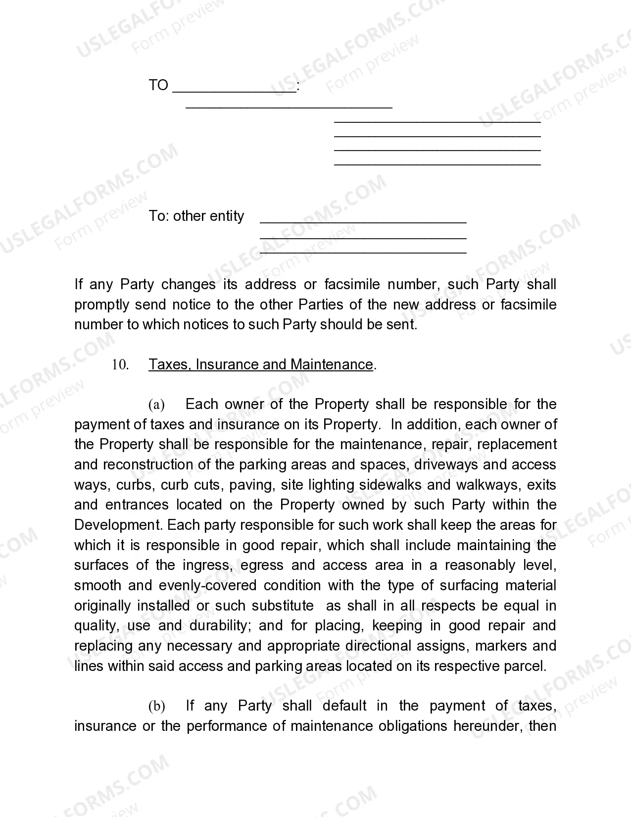 Preview Reciprocal Easement Agreement