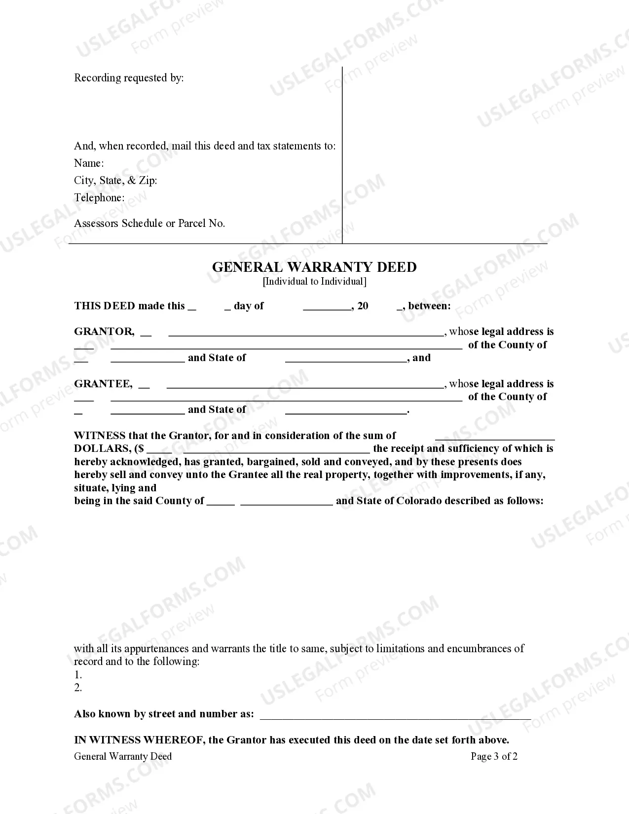 Preview General Warranty Deed - Individual to Individual