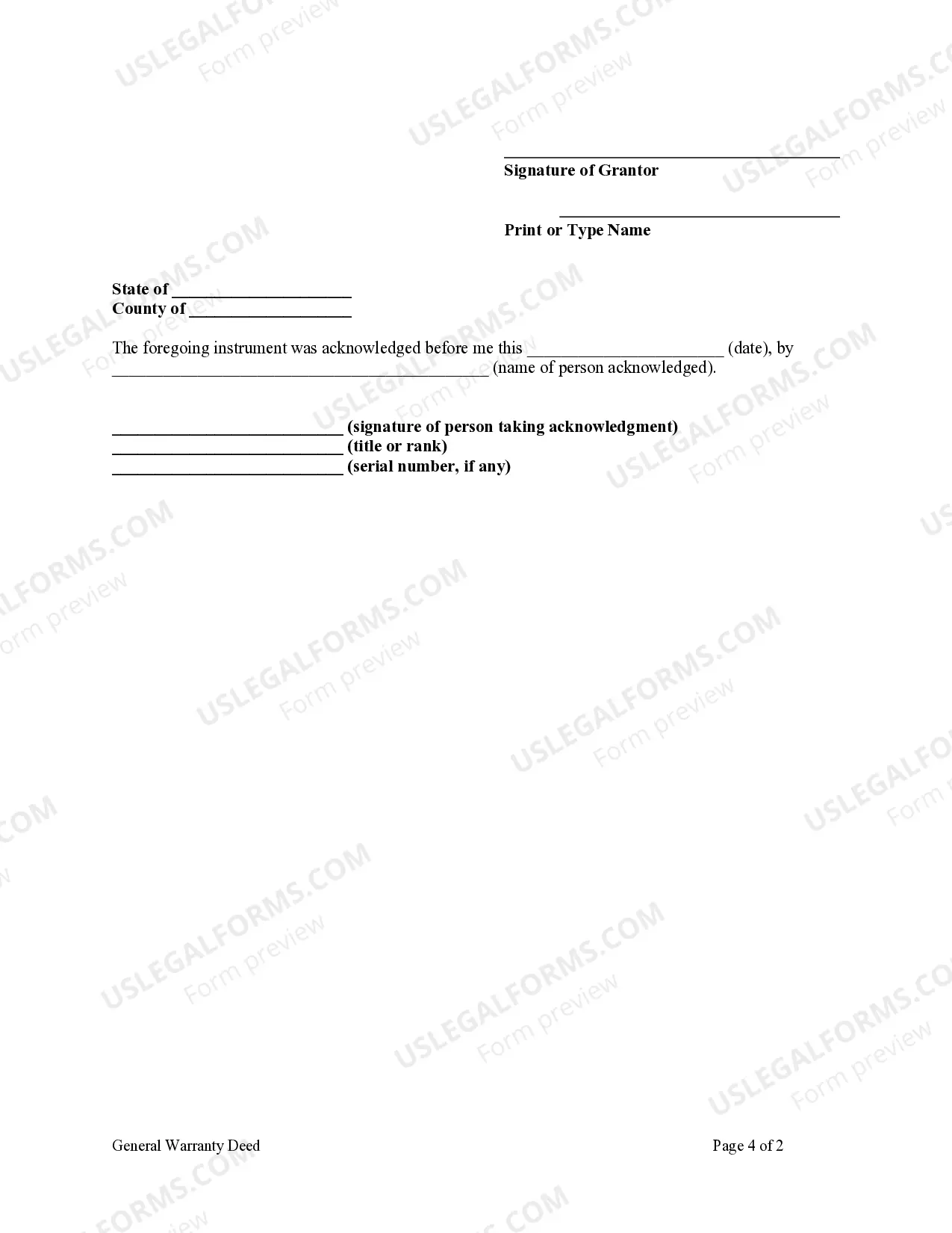 Preview General Warranty Deed - Individual to Individual
