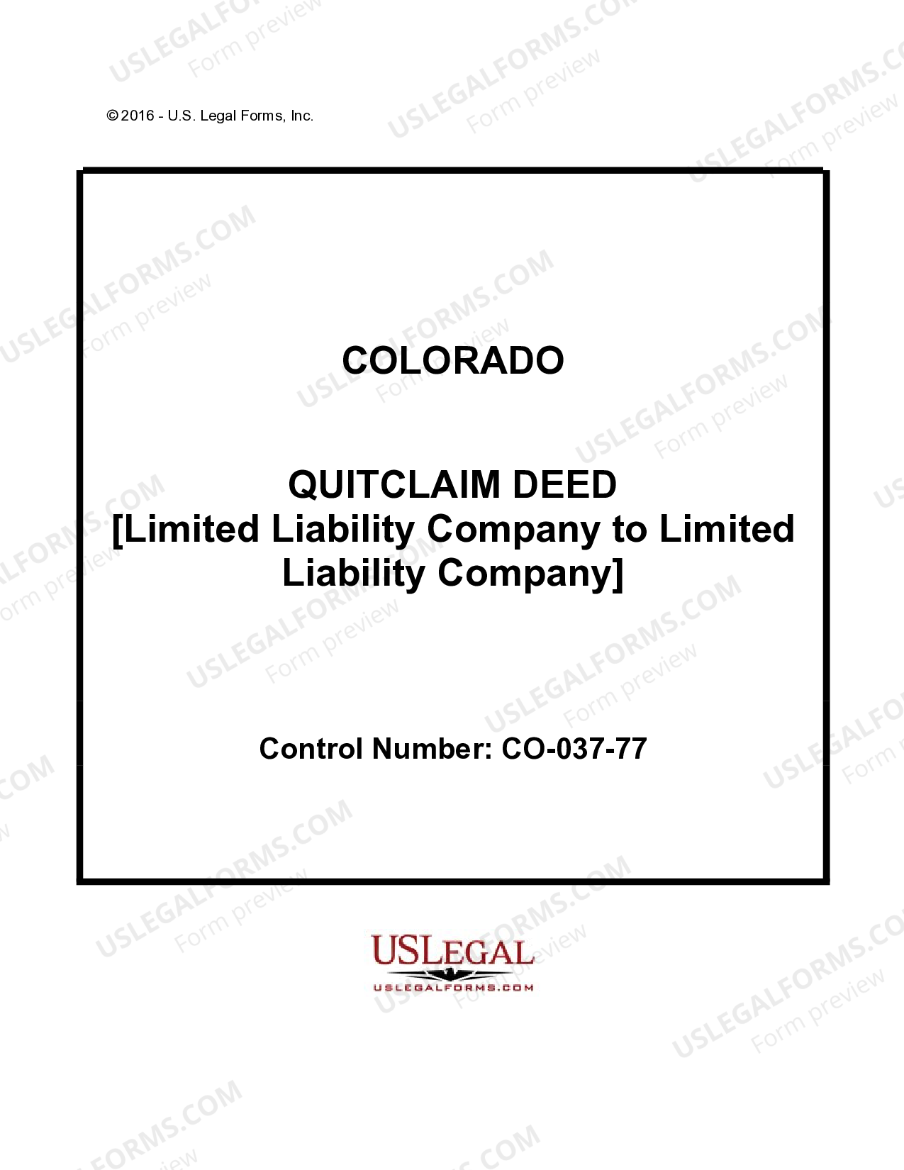 Colorado Springs Colorado Quitclaim Deed from Limited Liability Company