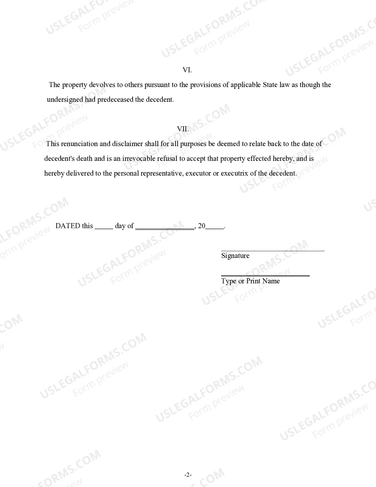 Preview Colorado Renunciation And Disclaimer of Joint Tenant or Tenancy Interest