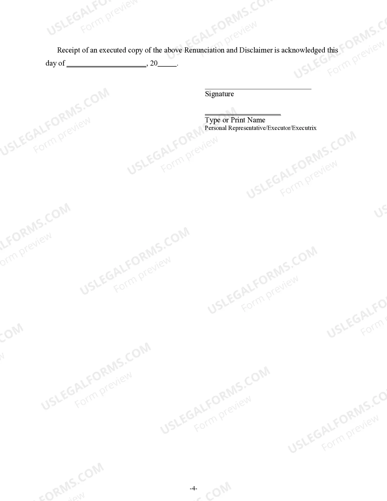 Preview Colorado Renunciation And Disclaimer of Joint Tenant or Tenancy Interest