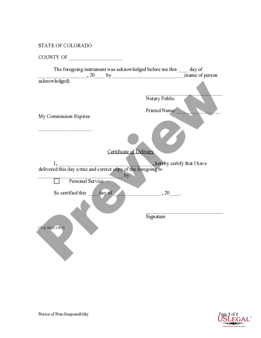 Preview Notice of Nonresponsibility by Individual