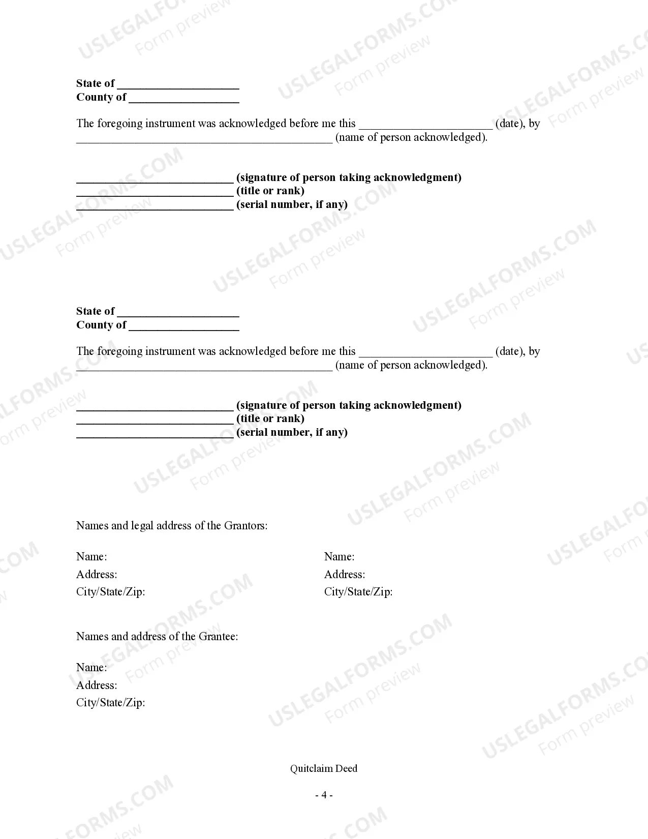 Preview Quitclaim Deed - Two Individuals to One Individual